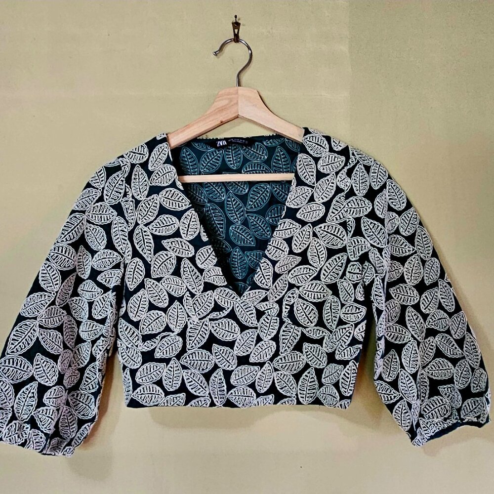 Zara Fresh green leaves fabric cozy (XS) Brand New